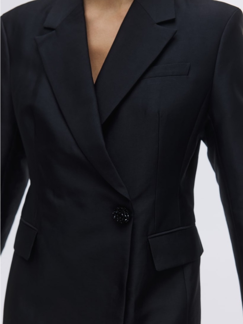 H&M Black Single-Button Tailored Blazer with Decorative Button size XL NWT